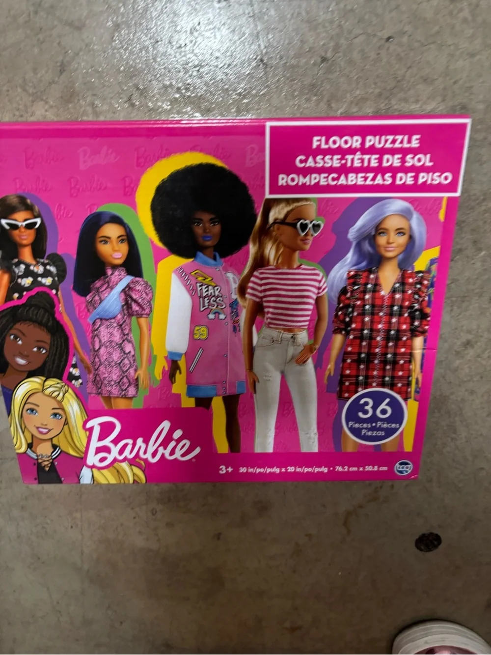 Barbie Pink Multicolor Dolls Floor Puzzle - Bright Fashion Characters